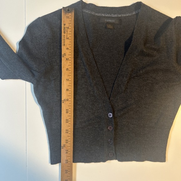 Express Sweater Womens‎ Gray Cardigan Cropped Knit Retro Y2K Bella M - Picture 8 of 8